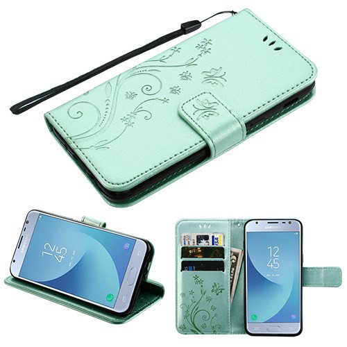 Teal Green 3D Butterfly Flower MyJacket Wallet(IM023) for Galaxy J3 V/J3 3rd Gen