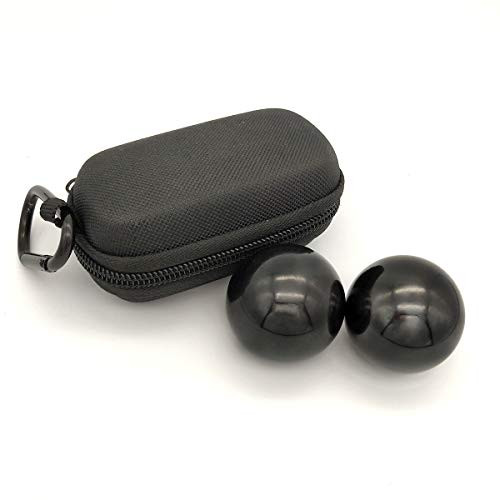 2pcs 1.57Inch Solid Steel Baoding Fitness Ball Health Exercise Massage Handball Boiled Black