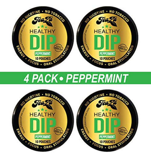 TeaZa Peppermint Herbal Snuff - Nicotine-Free - Herbal Snuff - Great Tasting & Refreshing Chewing Alternative - 4 Count