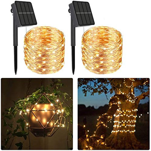 Solar String Lights 2-Pack Each 240 Solar Led String Lights 78 Ft Ultra Long Solar Christmas Lights Waterproof Copper Wire 8 Modes Flexible Fairy Lights for Garden Decorations Outdoor (Warm White)