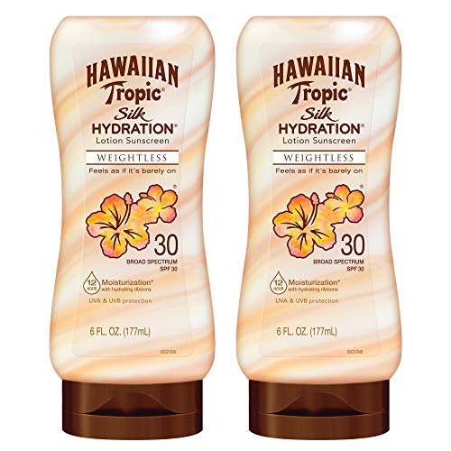 Hawaiian Tropic SPF 30 Broad Spectrum Sunscreen  Silk Hydration Weightless Moisturizing Sunscreen Lotion  6 Fl Oz  Twin Pack
