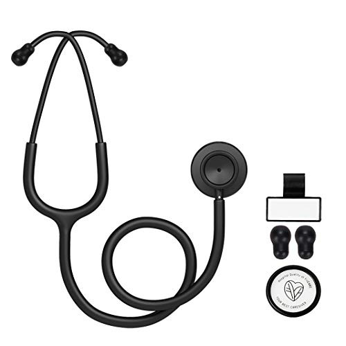 FriCARE Lightweight Dual Head Stethoscope for Medical Professionals Doctors  Aluminum Chestpiece and Headset (Black)