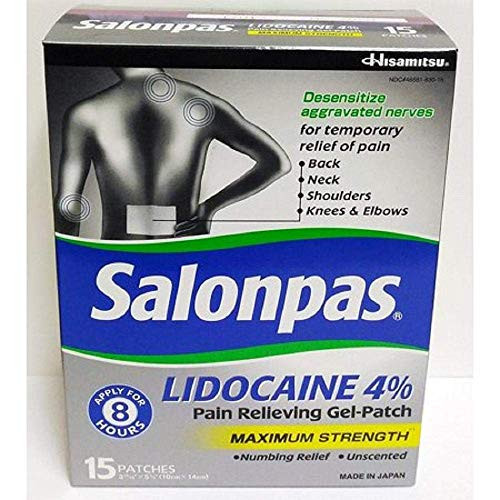 Salonpas LIDOCAINE Pain Relieving Maximum Strength Gel 15Patch