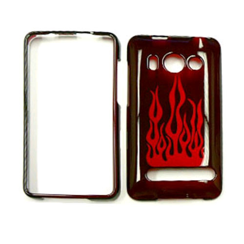 Cell Armor Snap-On Case for HTC Evo 4G - Transparent Red Flame