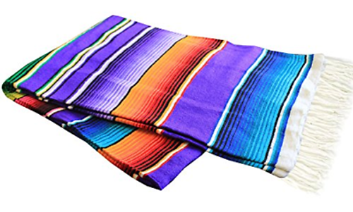 Del Mex Mexican Serape Blanket (Large  Purple)