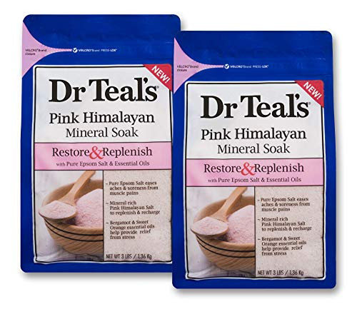 Dr Teal's Restore & Replenish Pure Epsom Salt & Essential Oils Pink Himalayan Mineral Soak 48 Oz Dr. Teal's (Pack of 2)