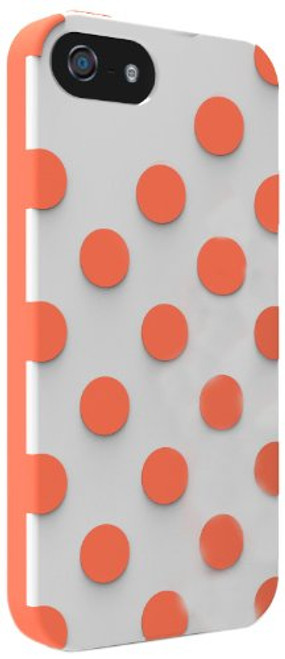 Technocel Polka Dots Dual Protection Case for Apple iPhone 5 - White/Orange