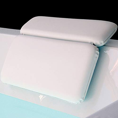 Gorilla Grip Comfort Slip Resistant Large Thick Soft Waterproof Relaxing Spa Bath Pillow  Fits Curved or Straight Back Tubs  Cushion Support Head and Neck in Tub  Bathtub Accessory  2 Panel  White