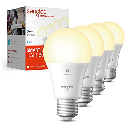 Sengled Alexa Light Bulb  Bluetooth Mesh Smart Light Bulbs  Smart Bulbs That Work with Alexa Only  Dimmable LED Bulb E26 A19  60W Equivalent Soft White 800LM  Certified for Humans Device  4 Pack