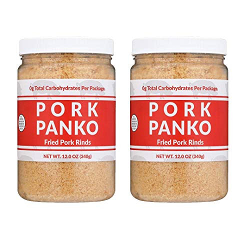 Pork Panko - Pork Rind Crumbs - 12oz Resealable Jar - 2 Pack - Naturally Gluten Free and Carb Free  Keto Friendly  Crispy Topping  Paleo Crab Cakes  Keto Meatloaf  Pork Chop Breading