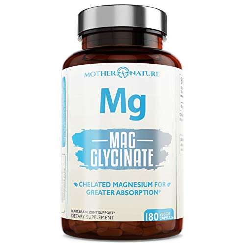 Magnesium Glycinate Chelate | Pure Magnesium Glycinate Capsules 180 Count - & -