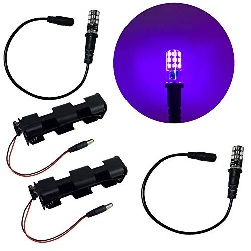 2 Kits Blacklight LED Special Effects Lights for Props Scenery Fluorescent Glow Paints pigments 12V DC Battery Operated Low Voltage Ultraviolet Black Lights