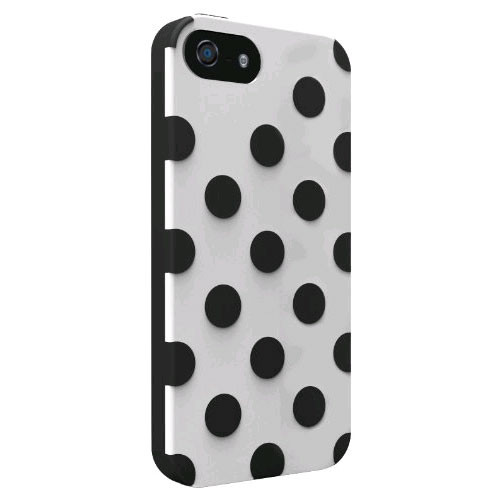 Technocel Polka Dots Dual Protection Shield for Apple iPhone 5 - White/Black