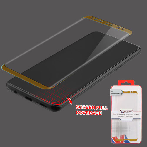 MYBAT Full Coverage Tempered Glass Screen Protector/Gold for Galaxy S9