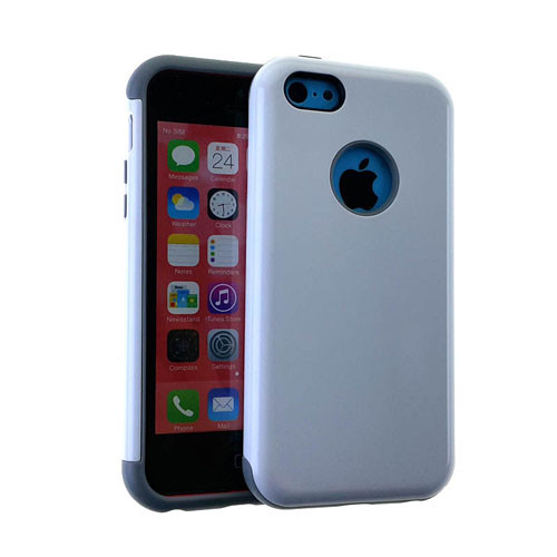 MYVI Series Slim Hybrid Protector Case for Apple iPhone 5 / 5S (Grey Skin and White Snap)