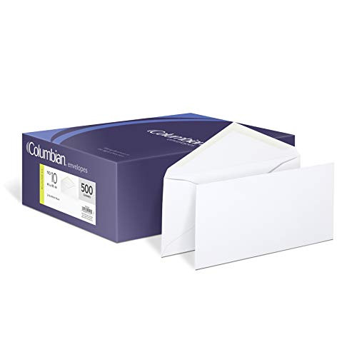 Columbian #10 Envelopes, Gummed Seal, Executive Business, 4-1/8 x 9-1/2 Inches, White, 500 Per Box (CO125)