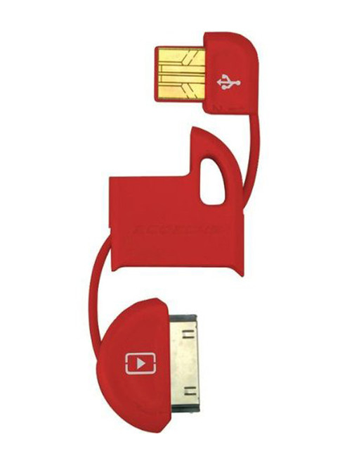 Scosche flipSYNC Keychain Micro USB/Apple 30 Pin Charge and Sync Cable for Android/iPhone - Red