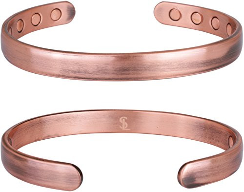 (2-Pack) Elegant Pure Copper Magnetic Therapy Bracelet Bangle Pain Relief for Arthritis and Carpal Tunnel