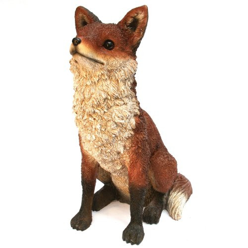 Fox S Red/White Statue by Michael Carr Designs - Outdoor Fox Figurine for gardens, patios and lawns (508007B)