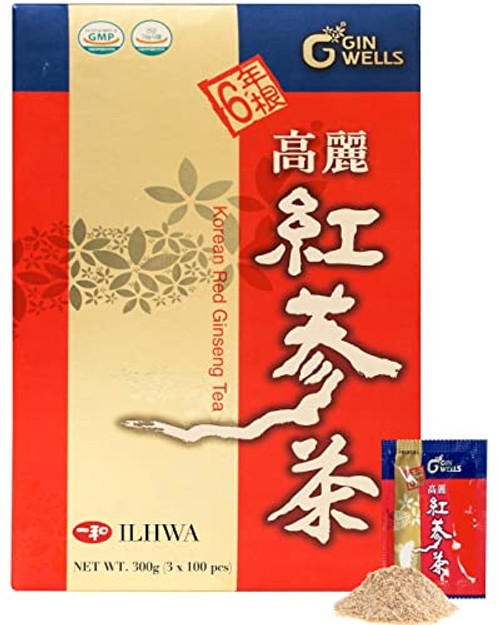 ILHWA Korean Ginseng Roots Extract Tea (100pcs) - 6 Years Ginseng Granulated. High Ginsenoside Rg1+Rb1+Rg3