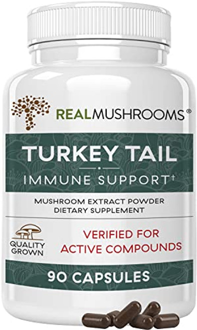 Real Mushrooms Turkey Tail Mushroom Supplements for Immune Support  Wellness  Vitality | Vegan  Non-GMO Turkey Tail Capsules (90 Capsules / 45 Day Supply)