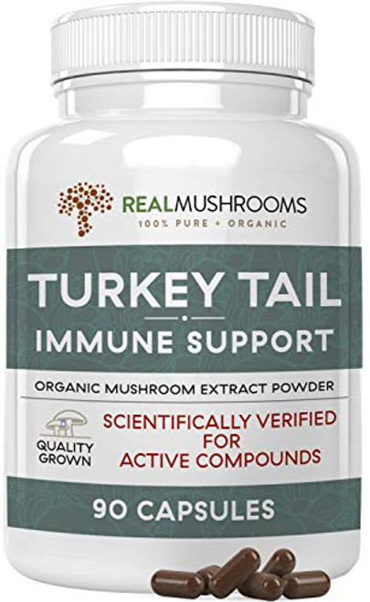 Real Mushrooms Turkey Tail Mushroom Supplements for Immune Support  Wellness  Vitality | Vegan  Non-GMO Turkey Tail Capsules (90 Capsules / 45 Day Supply)