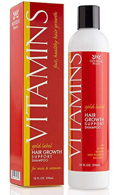 Nourish Beaute Vitamins Natural Shampoo for Hair Growth and Hair Loss for Hair Regrowth Volume and Thickening with Biotin DHT Blockers  No Sulfate  For Men and Women  Premium Gold Label  (Pack of 1)