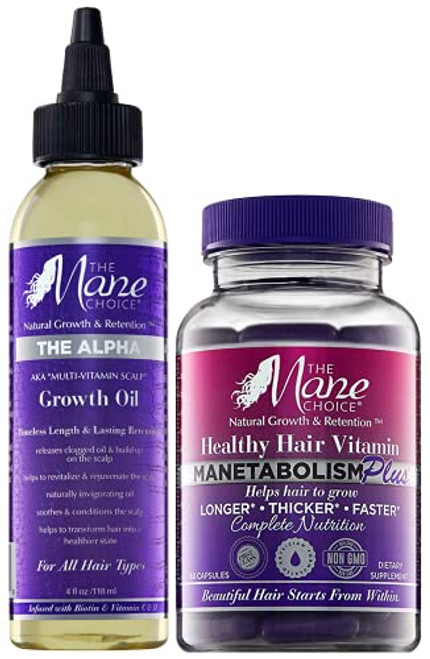 THE MANE CHOICE MANETABOLISM Plus Healthy Hair Growth Vitamins 60 Capsules & Oil