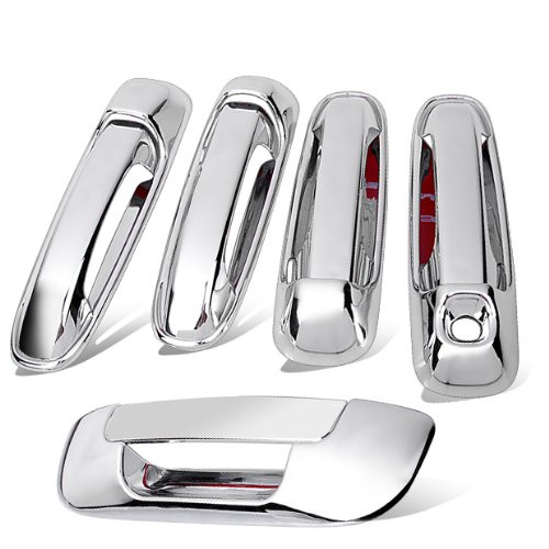 Fit for 2003-2008 Dodge Ram 1500 2500 3500 Chrome Side Door Handle Cover + Rear Tailgate Cover Trim