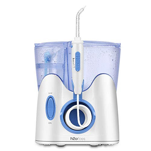 H2ofloss® Dental Water Flosser for Teeth Cleaning with 12 Multifunctional Tips&800ml Capacity  Professional Countertop Oral Irrigator Quiet Design(HF-9)