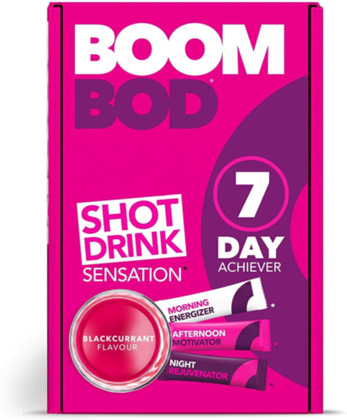 Boombod Diet Shot Drink  21 Sachets – Blackcurrant Flavor – Metabolism Support Drink – Limit Cravings - Gluten  Dairy  Sugar Free - 10 Calorie Sachets – Glucomannan