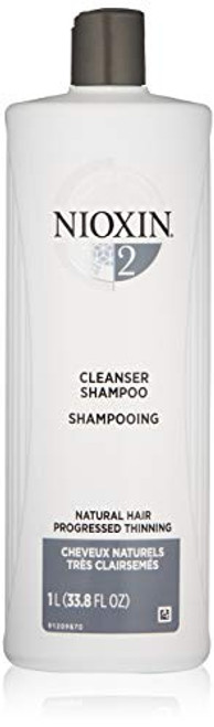 Nioxin System 2 Shampooing nettoyant pour cheveux naturels avec amincissement progressif, 33,8 oz