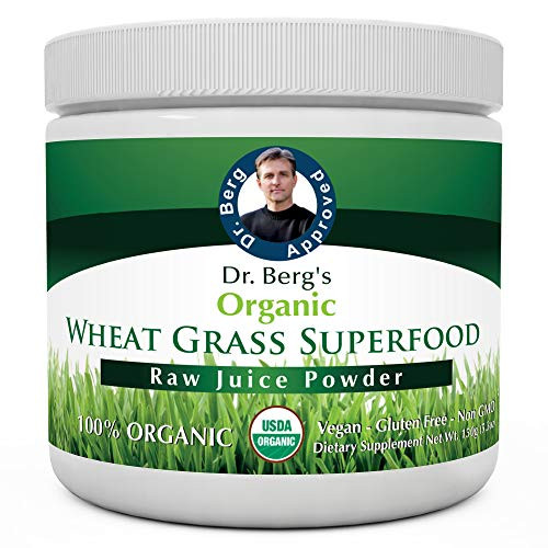 Dr. Berg's Wheatgrass Superfood Powder - Raw Juice Organic Ultra-Concentrated Rich in Vitamins and Nutrients - Chlorophyll and Trace Minerals - 60 Servings - Gluten-Free Non-GMO - 5.3 oz (1 Pack)