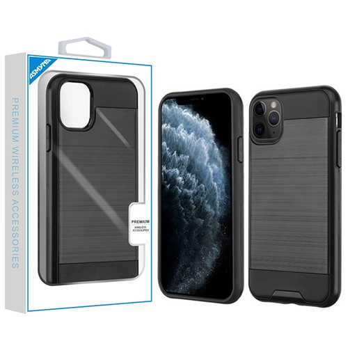 ASMYNA Brushed Hybrid Protector Case for Apple iPhone 11 Pro - Black/Black