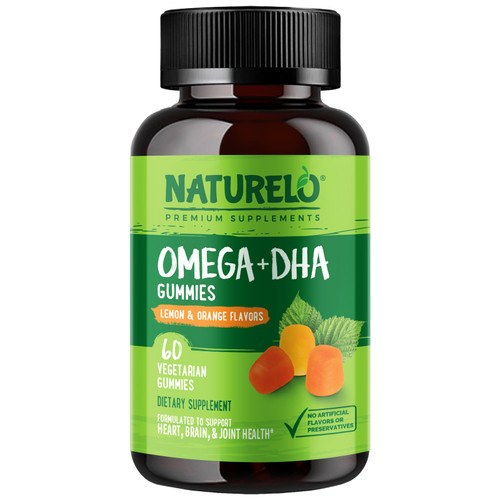 NATURELO  Omega+DHA Gummies  Lemon & Orange  60 Vegetarian Gummies