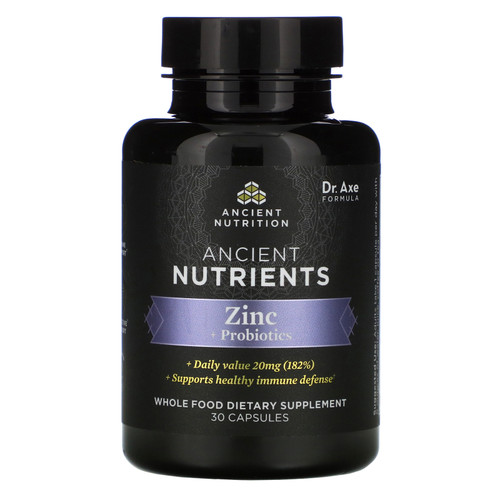 Dr. Axe / Ancient Nutrition  Ancient Nutrients  Zinc + Probiotics  30 Capsules