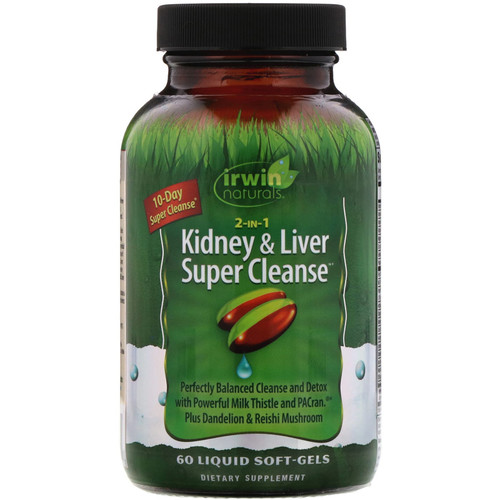 Irwin Naturals  2 in 1 Kidney & Liver Super Cleanse  60 Liquid Soft-Gels