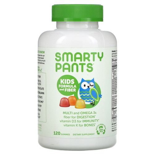 SmartyPants  Kid Formula and Fiber  Strawberry Banana  Orange and Lemon  120 Gummies