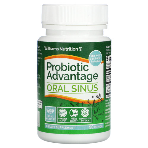Dr. Williams  Probiotic Advantage  Oral Sinus  Natural Cinnamon Flavor  50 Lozenges