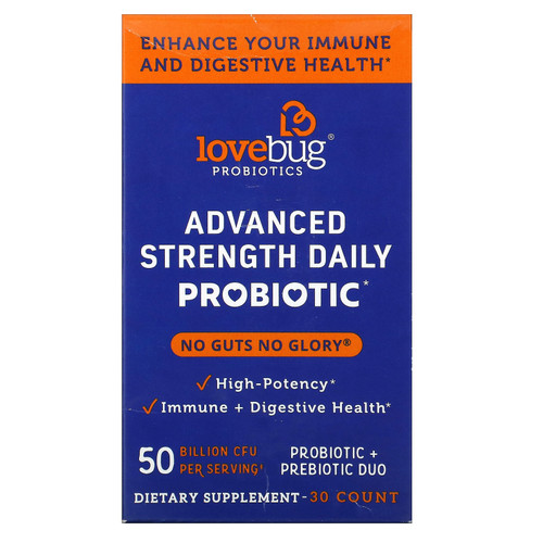 LoveBug Probiotics  Advanced Strength Daily Probiotic  50 Billion CFU  30 Count