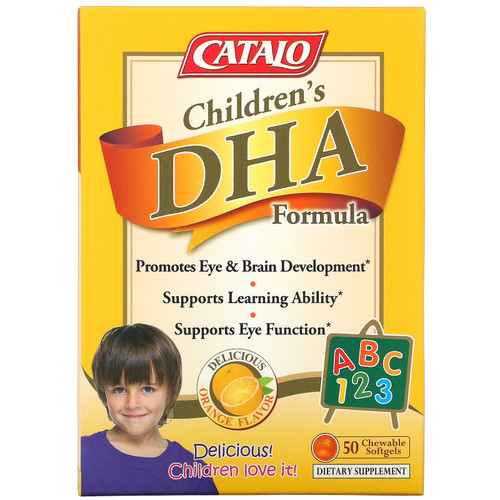 Catalo Naturals  Children's DHA Formula  Orange Flavor  50 Chewable Softgels