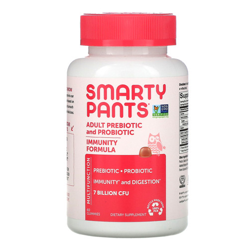 SmartyPants  Adult Prebiotic and Probiotic  Strawberry Creme  7 Billion CFU  60 Gummies