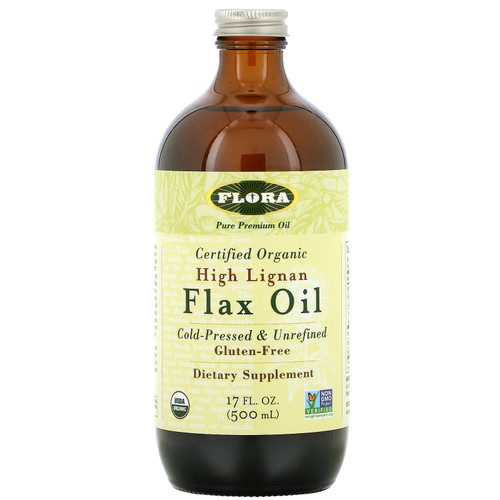 Flora  Certified Organic High Lignan Flax Oil  17 fl oz (500 ml)