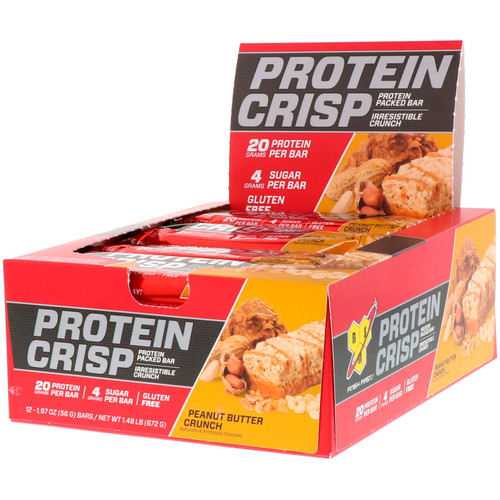 BSN  Protein Crisp  Peanut Butter Crunch Flavor  12 Bars  1.97 oz (56 g) Each