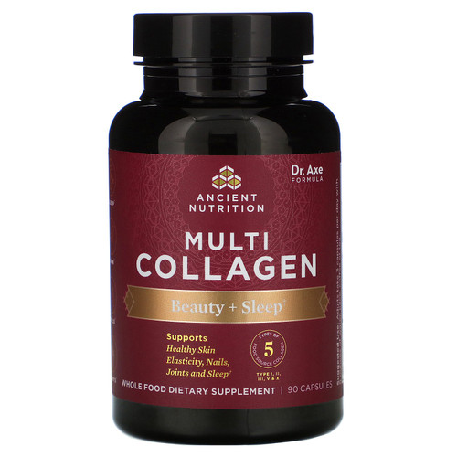 Dr. Axe / Ancient Nutrition  Multi Collagen  Beauty + Sleep  90 Capsules