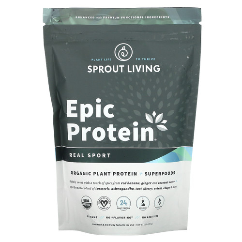Sprout Living  Epic Protein  Organic Plant Protein + Superfoods  Real Sport  1.1 lb (494 g)
