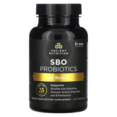 Dr. Axe / Ancient Nutrition  SBO Probiotics  Gut Restore  25 Billion CFU  60 Capsules