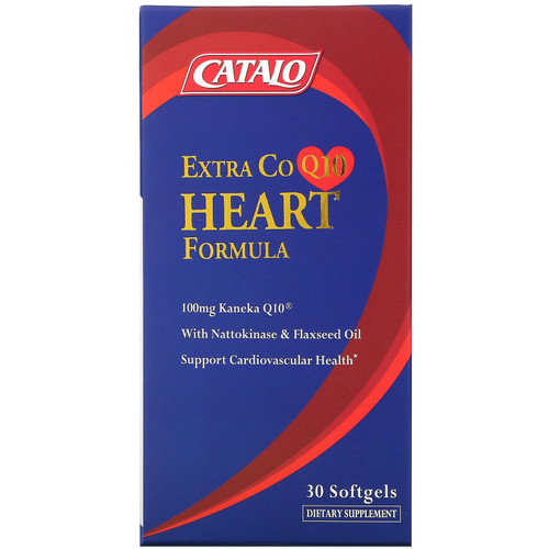 Catalo Naturals  Extra CoQ10 Heart Formula with Nattokinase & Flaxseed Oil  30 Softgels