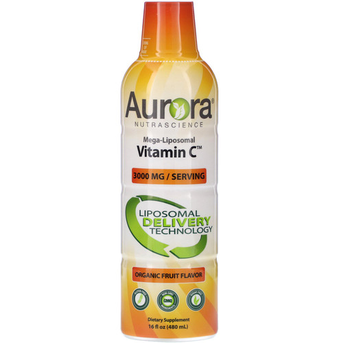 Aurora Nutrascience  Mega-Liposomal Vitamin C  Organic Fruit Flavor  3 000 mg  16 fl oz (480 ml)
