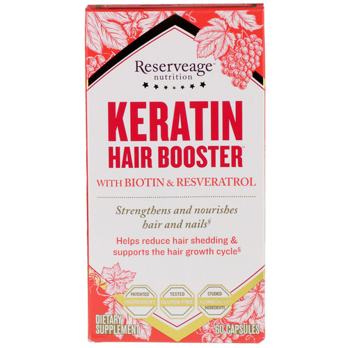 ReserveAge Nutrition  Keratin Hair Booster with Biotin & Resveratrol  60 Capsules